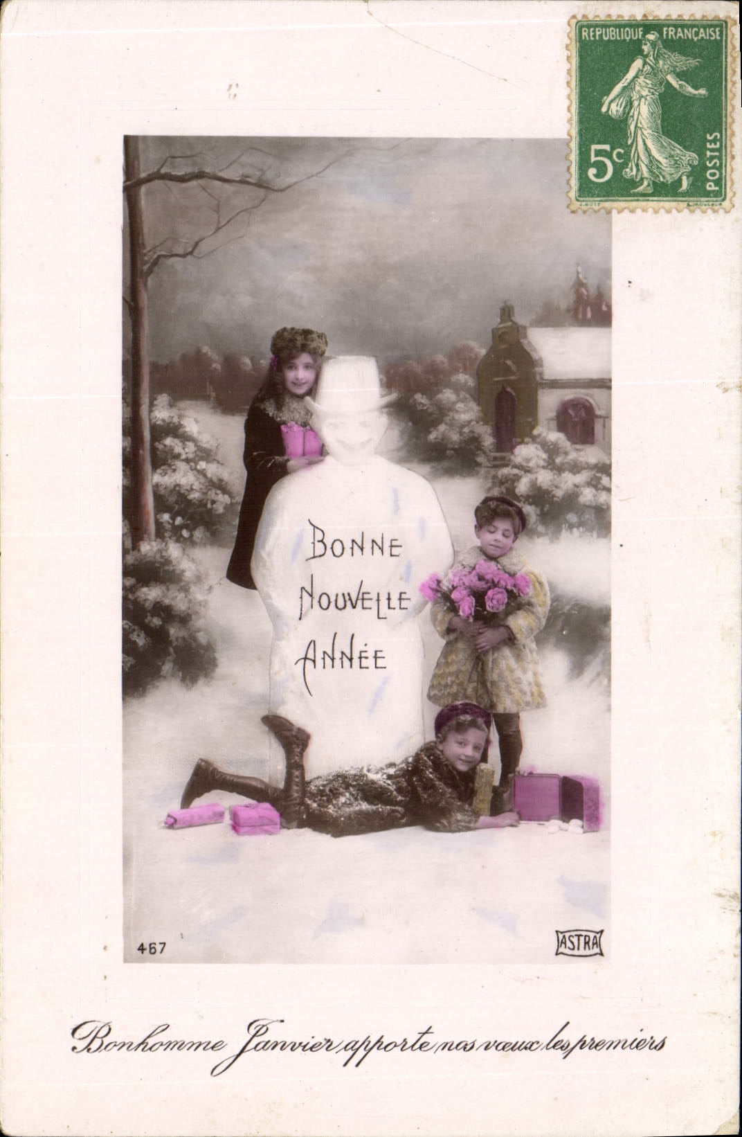 CPA Fantaisie Bonhomme de neige Enfants 