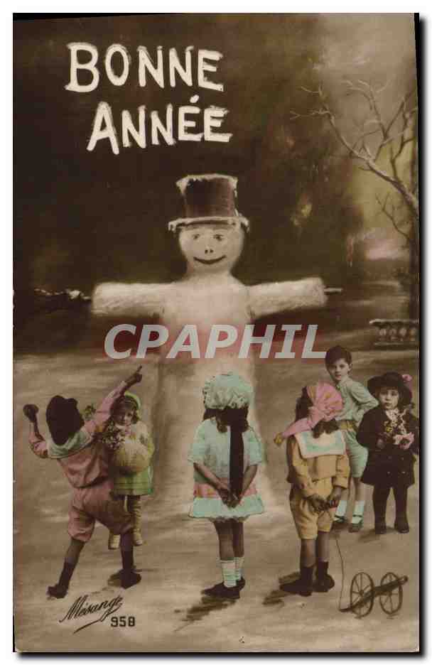 CPA Fantaisie Bonhomme de neige Enfants 