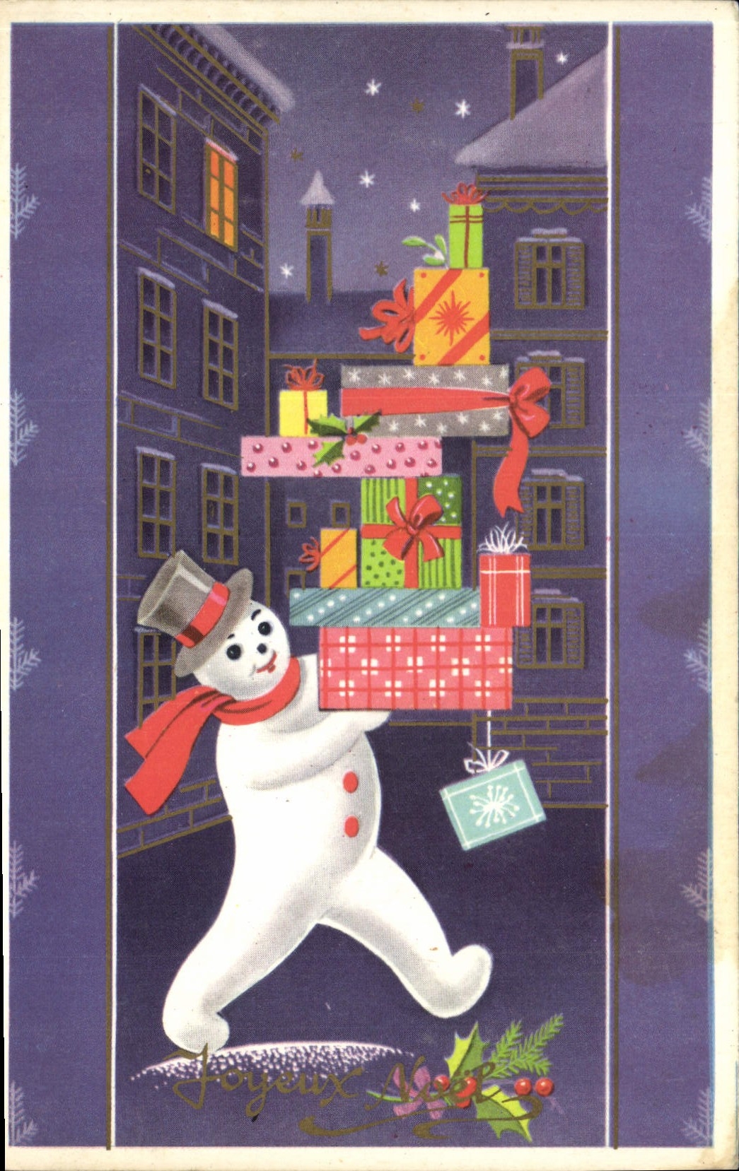 CPA Fantaisie Bonhomme de neige Enfant 