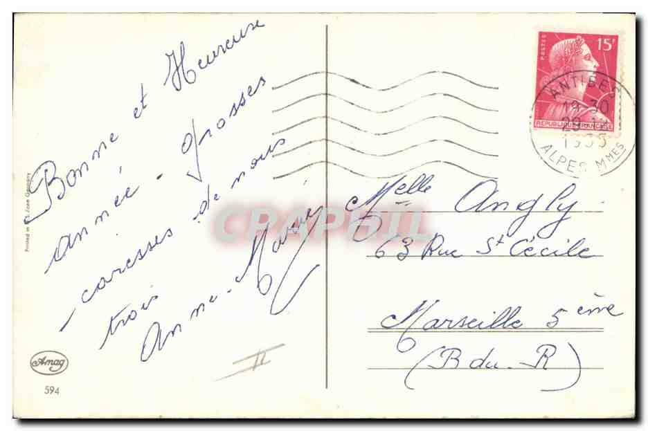 CPA Fantaisie Bonhomme de neige Enfant Luge  — Rückseite
