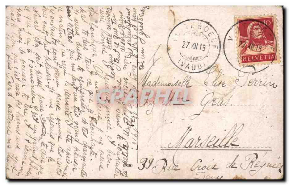 CPA Fantaisie Bonhomme de neige Enfant Femme Luge  — Verso