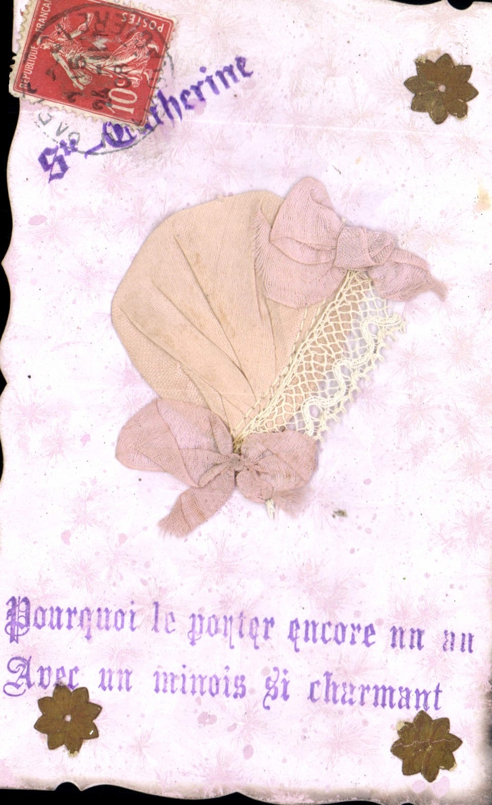 CPA Fantaisie Brodee Bonnet Ste Catherine 