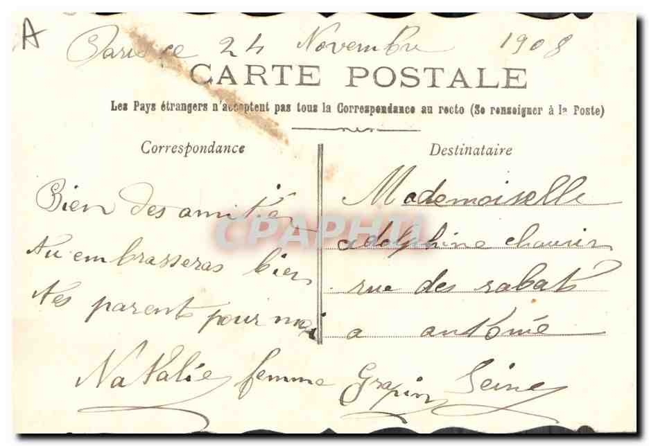 CPA Fantaisie Brodee Bonnet Ste Catherine  — Verso