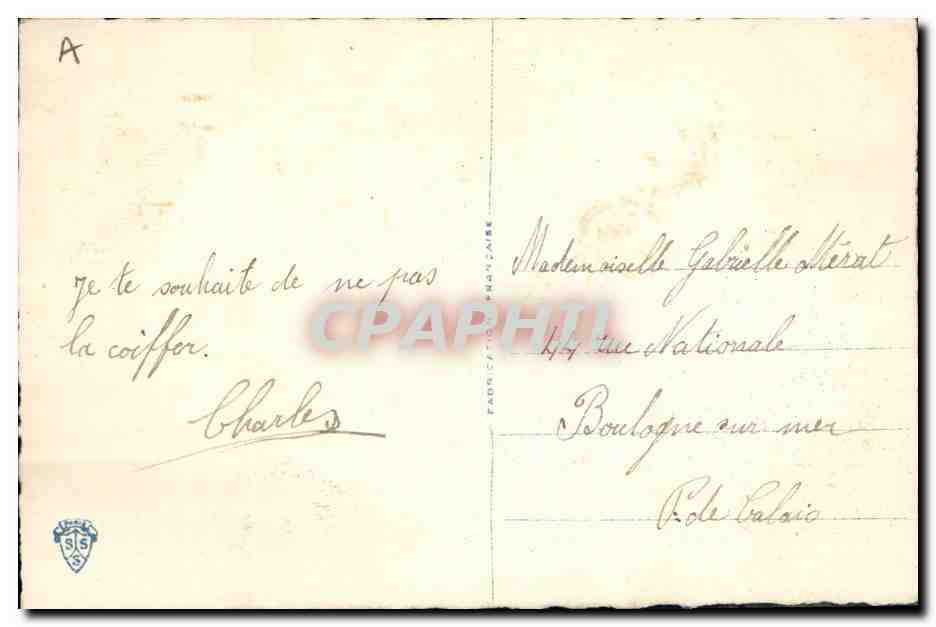 CPA Fantaisie Brodee Bonnet Ste Catherine  — Rückseite