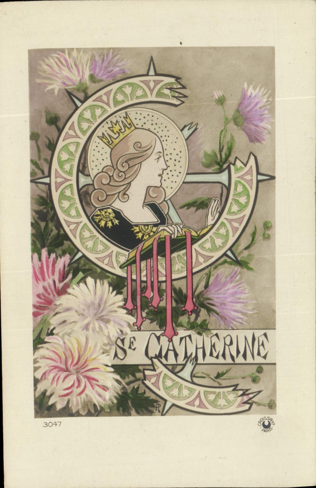 Sainte Catherine — illustration Art Nouveau — éditeur Crosssant, n° 3047