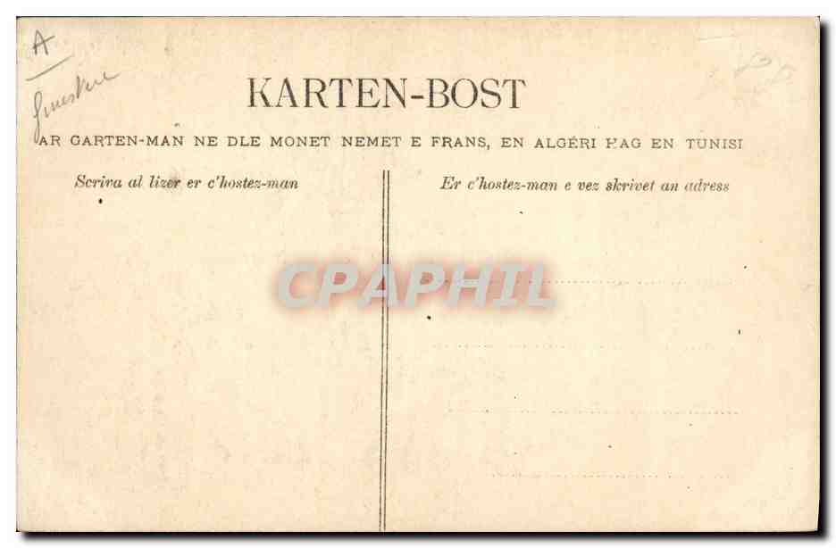 CPA Folklore Jeune fille de Gouezec  — Verso