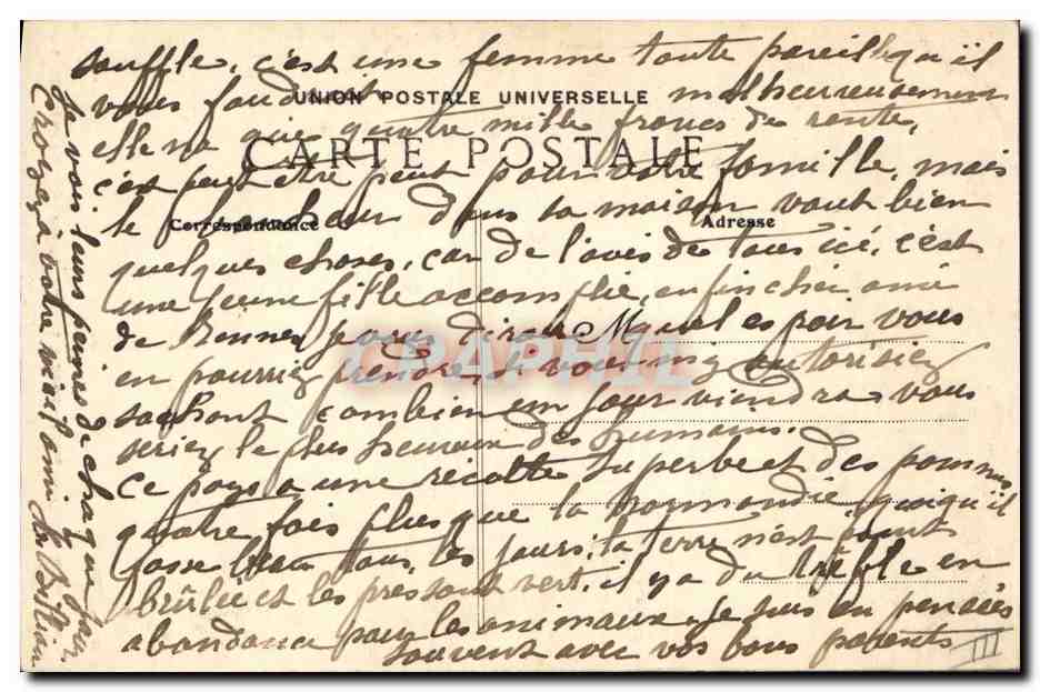CPA Folklore Jeune fille de Saint Thegonnec a la messe  — Verso