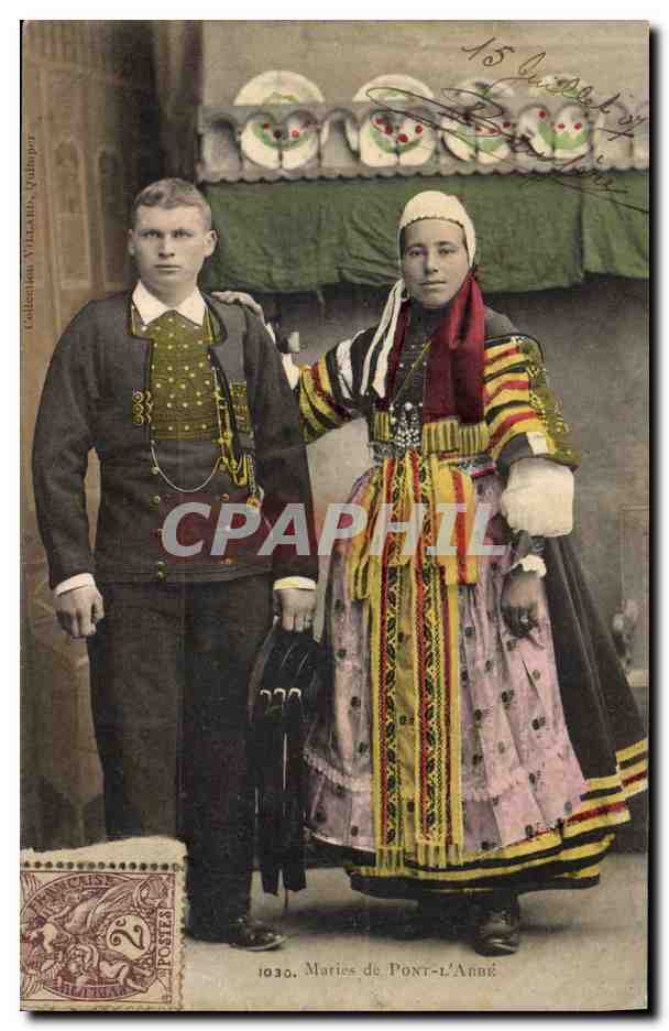 CPA Folklore Maries de Pont L'Abbe Mariage 