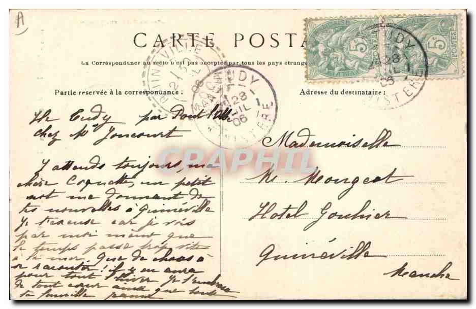 CPA Folklore Jeune fille de Quimper  — Verso