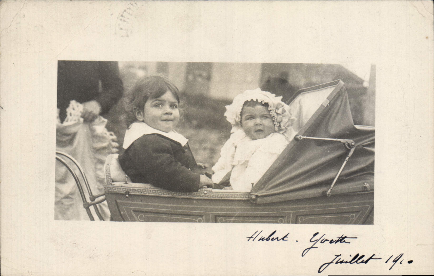 CARTE PHOTO Enfant Bebe Poussette 