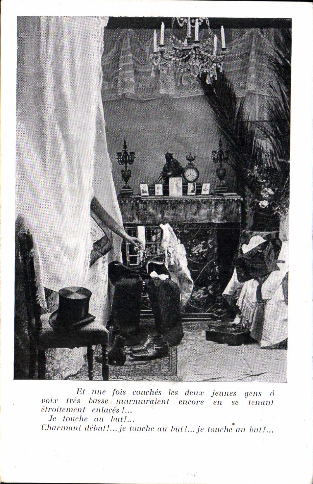 Scène intime — deux jeunes gens enlacés — texte imprimé — carte postale intérieure France/Algérie/Tunisie