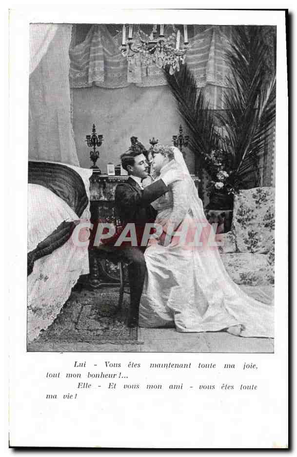 Nouveau couple - Mariage - Carte postale intérieure France-Algérie-Tunisie