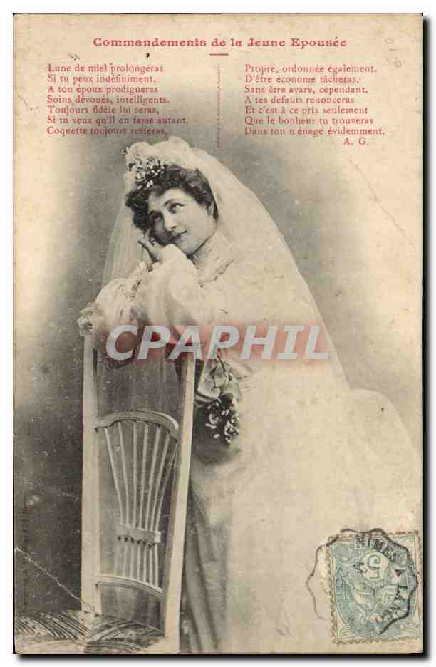 CPA Fantaisie Femme Mariage Les commandements de la jeune epousee