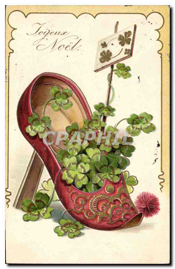 CPA Sabot Fantaisie Fleurs Trefles 