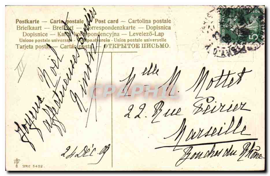 CPA Sabot Fantaisie Fleurs Trefles  — Verso