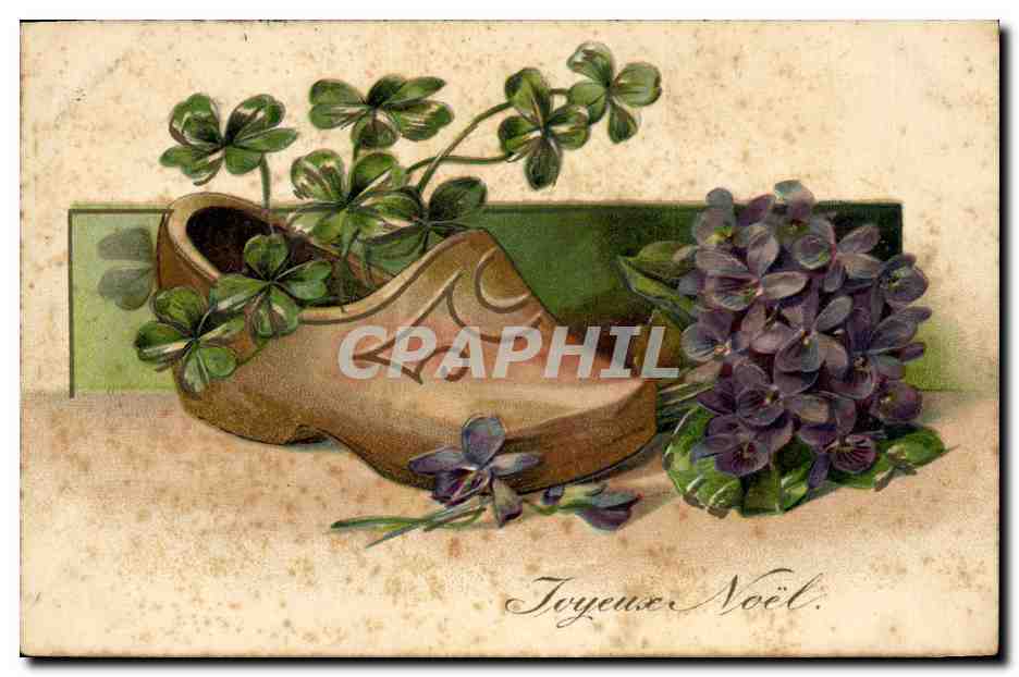 CPA Sabot Fantaisie Trefles Fleurs 