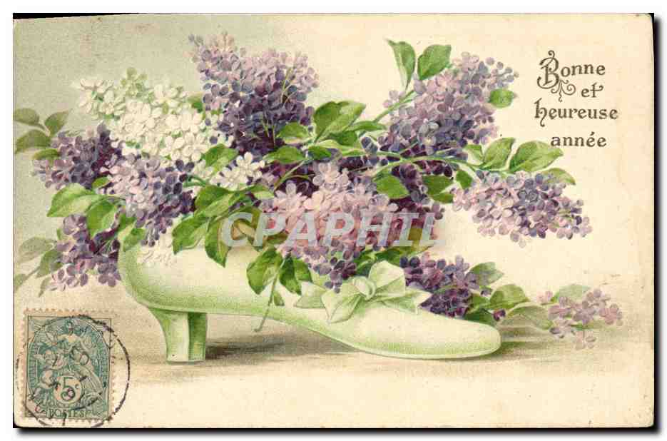 Lilas et chaussure — Bonne et heureuse année — éditeur non visible