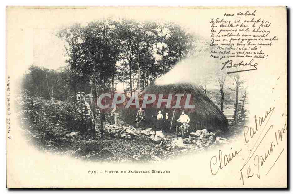 CPA Sabot Hutte de sabotiers Bretons Botrel TOP 