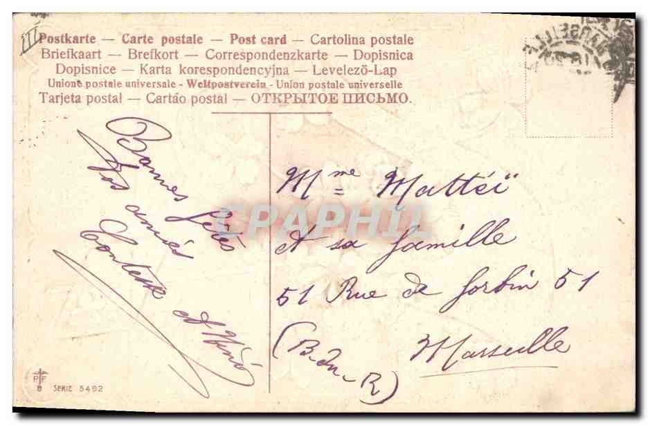 CPA Fantaisie Pantoufle Trefles Fleurs  — Verso
