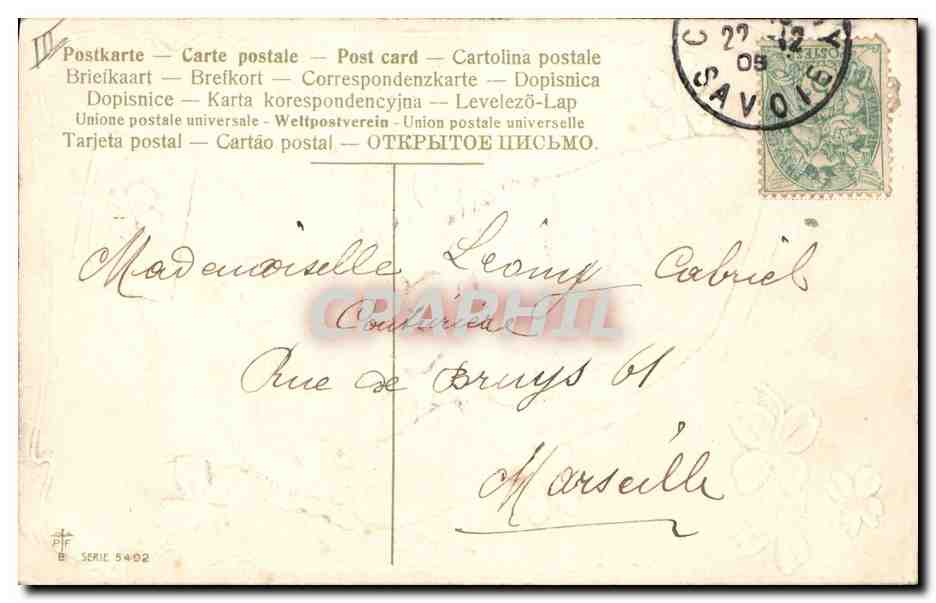 CPA Pantoufle Fantaisie Trefles  — Verso