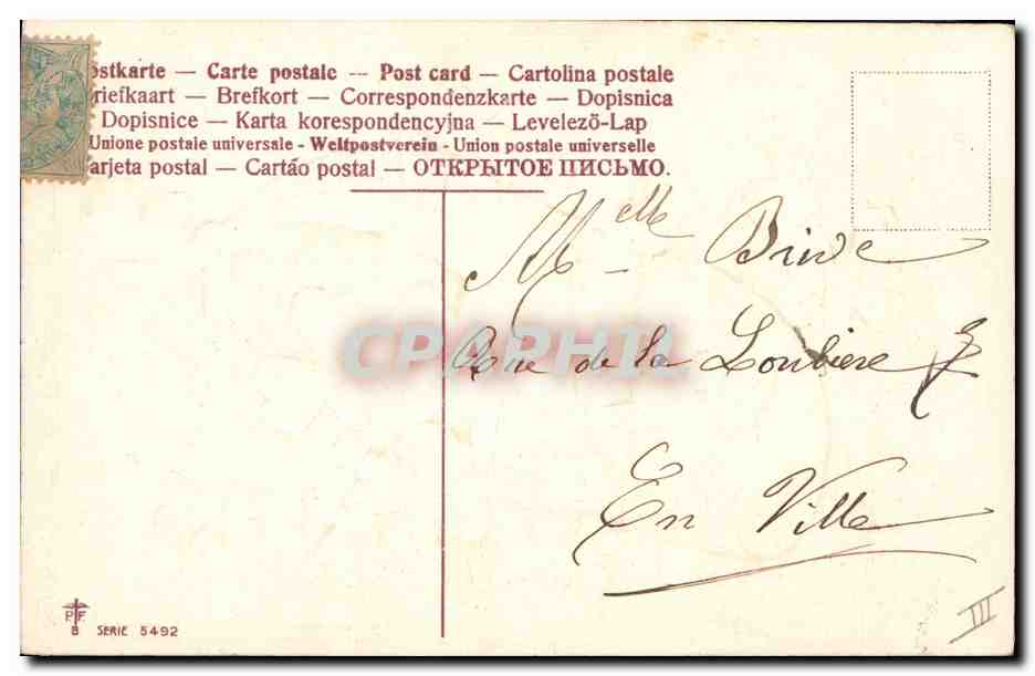 CPA Pantoufle Fantaisie Trefles  — Verso