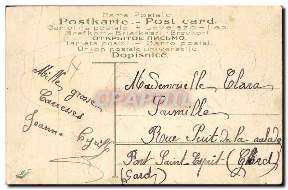 CPA Pantoufle Fantaisie Souvenir Oiseau  — Rückseite