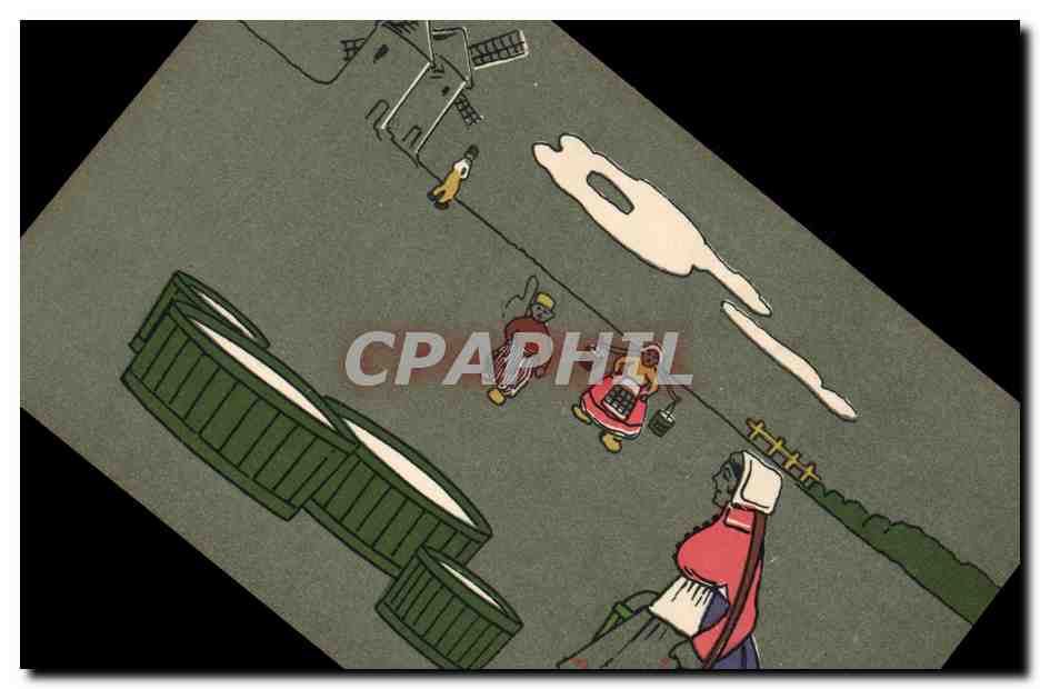 CPA Fantaisie Illustrateur Femme Folklore Moulin a vent 