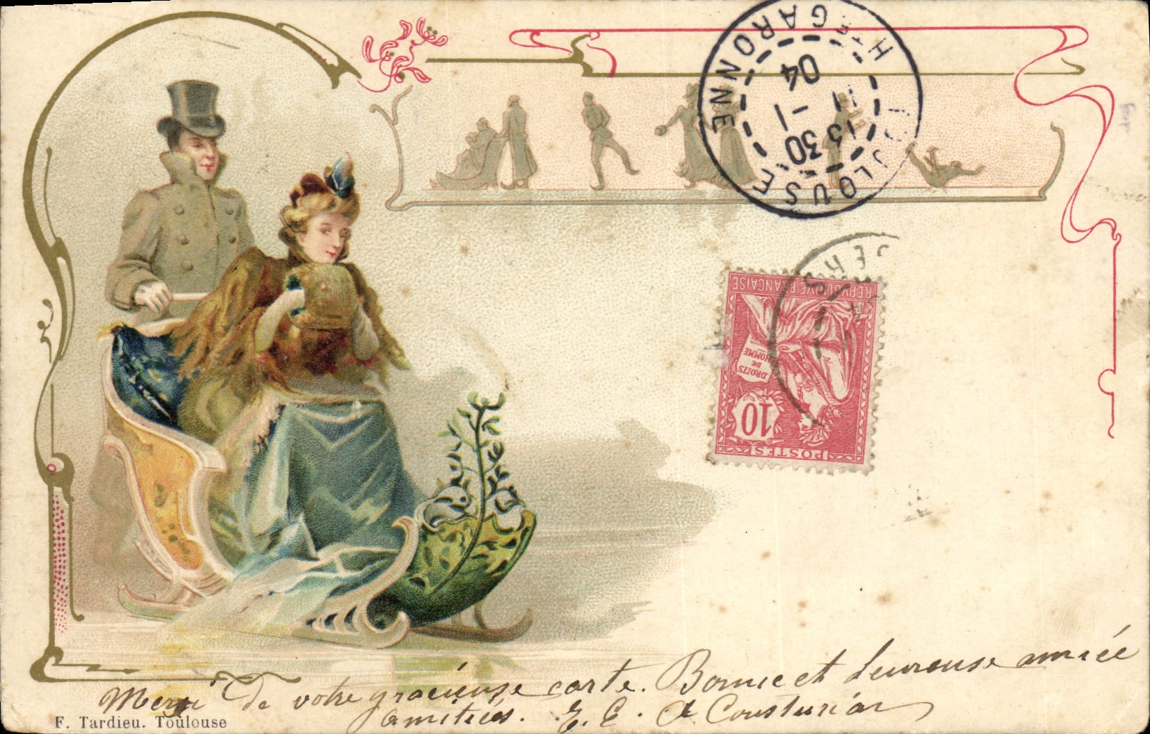 CPA Fantaisie Illustrateur Femme Luge 