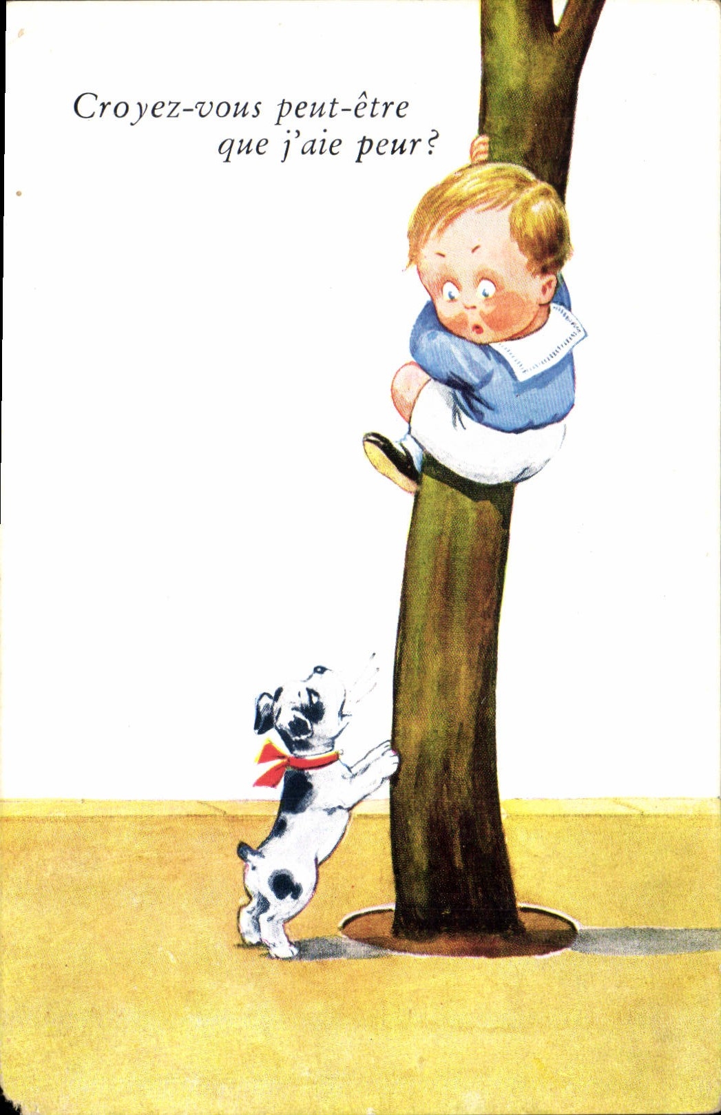 CPA Fantaisie Illustrateur Enfant Chien 