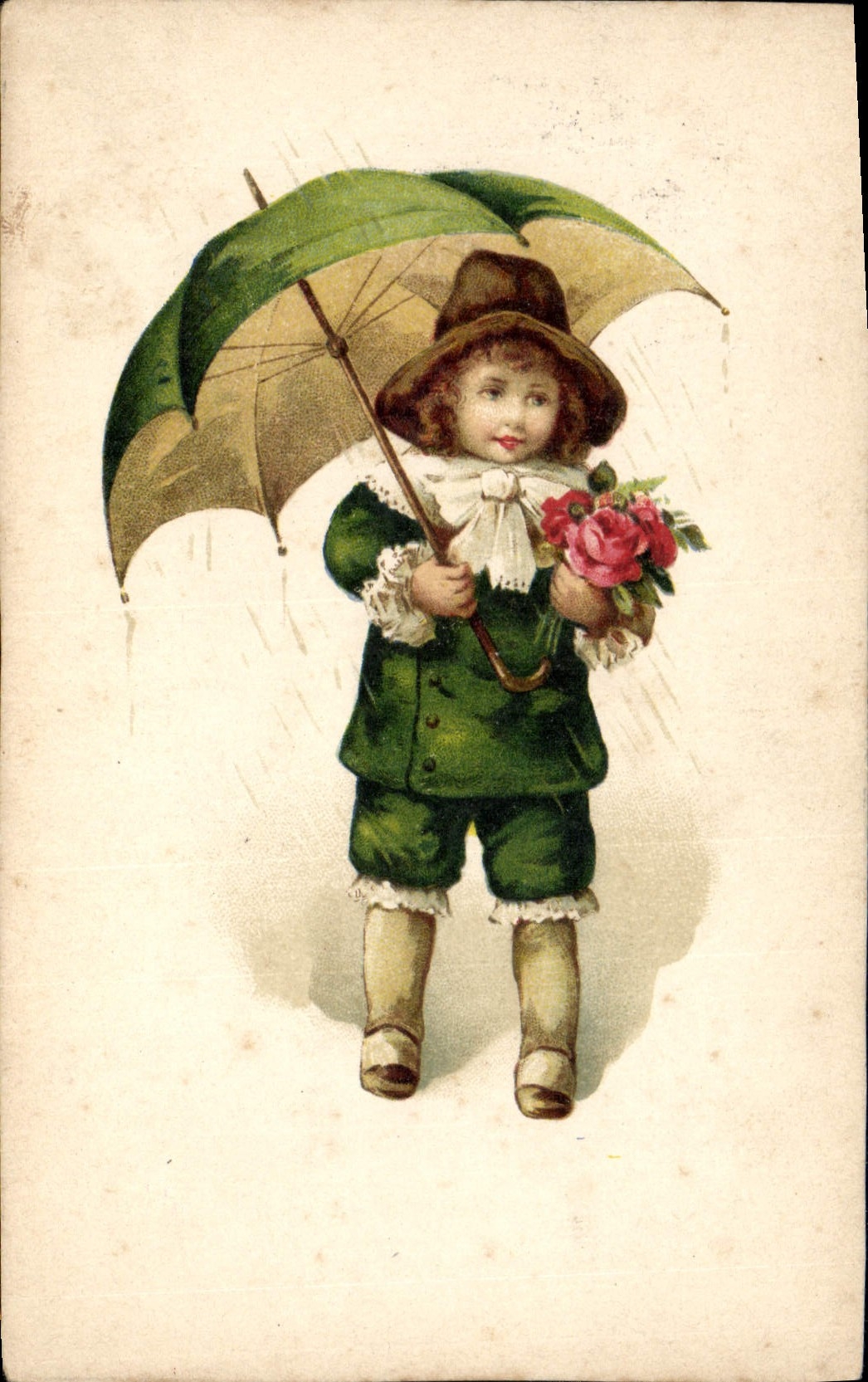 CPA Fantaisie Illustrateur Enfant Parapluie 