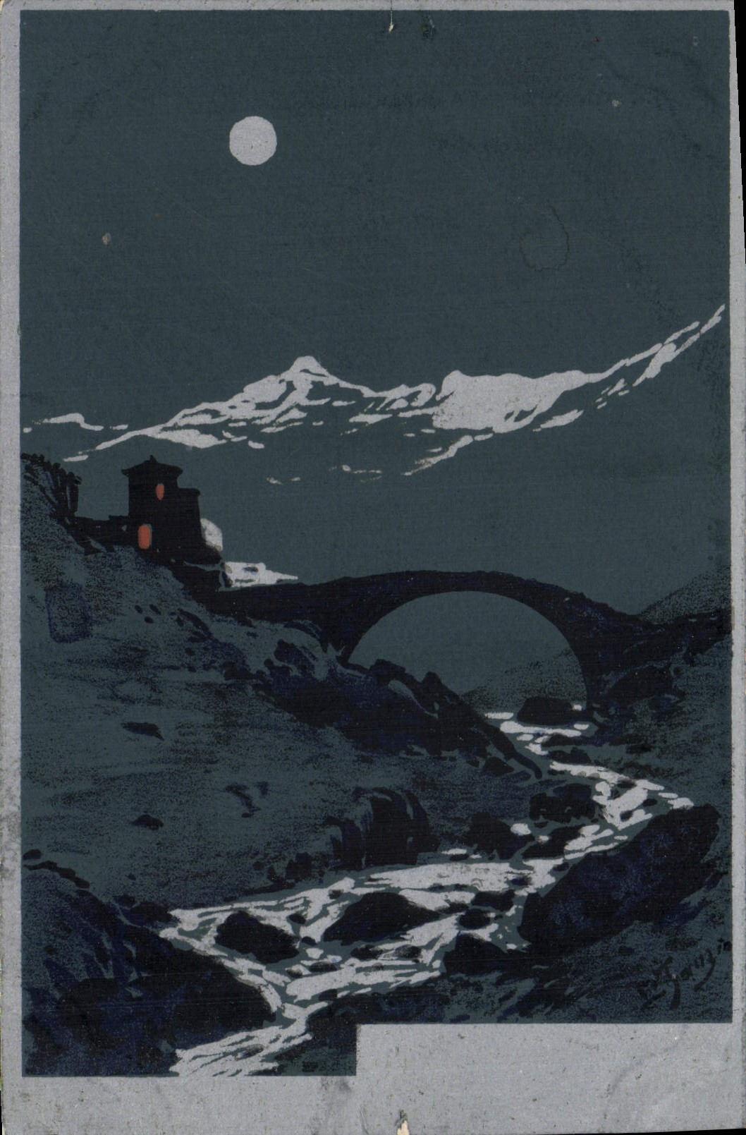 CPA Fantaisie Illustrateur Montagnes 