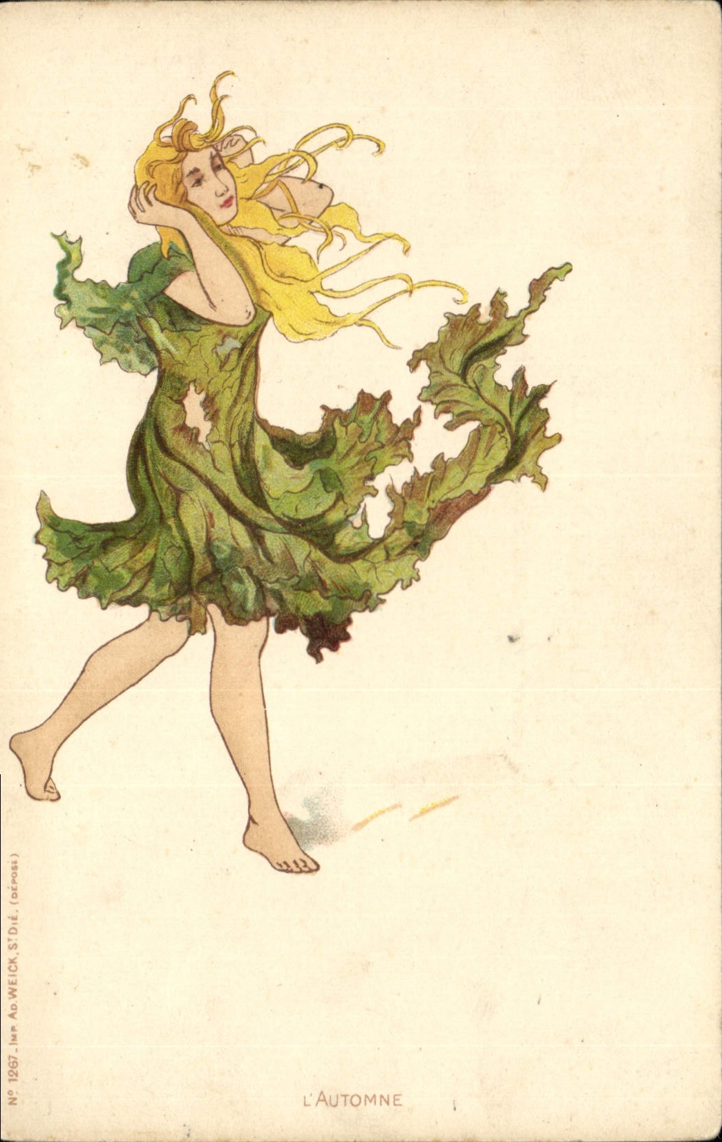 CPA Fantaisie Illustrateur Femme L'automne 
