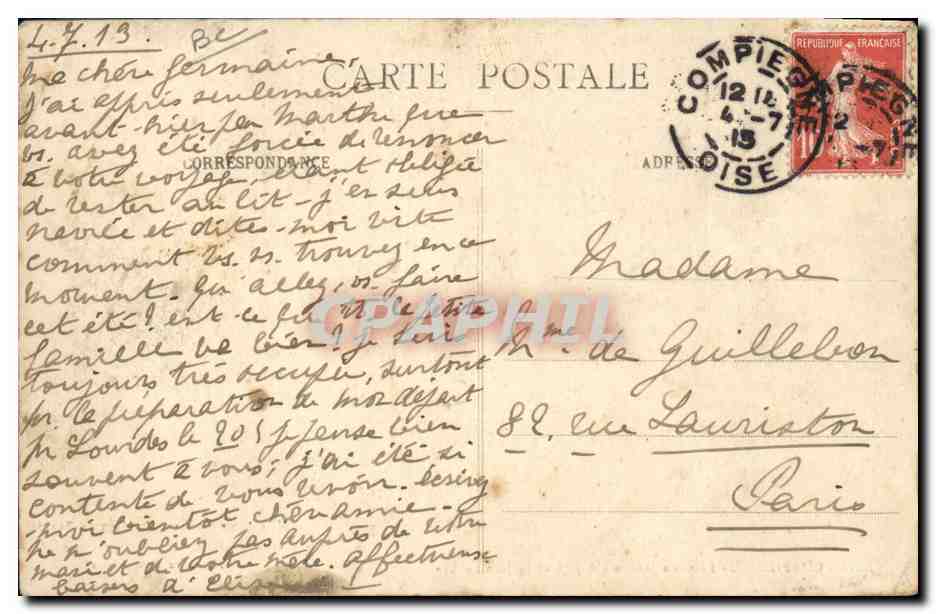 Fêtes de Jeanne d'Arc à Compiègne — E.D. — 8 et 15 Juin 1913 — Verso
