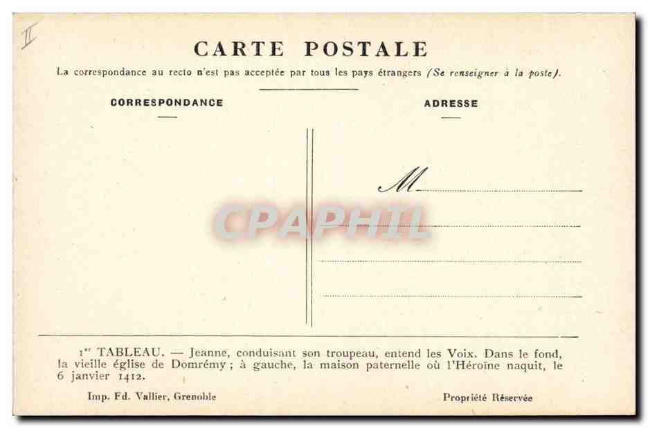 CPA Jeanne d'Arc conduisant son troupeau  — Rückseite