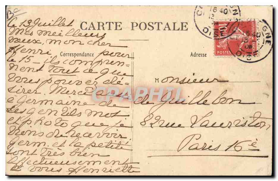 Fêtes de Jeanne d'Arc à Compiègne — M. R. Fournier-Sarlovèze, Maire de Compiègne — Deceille, édit, Compiègne — Verso