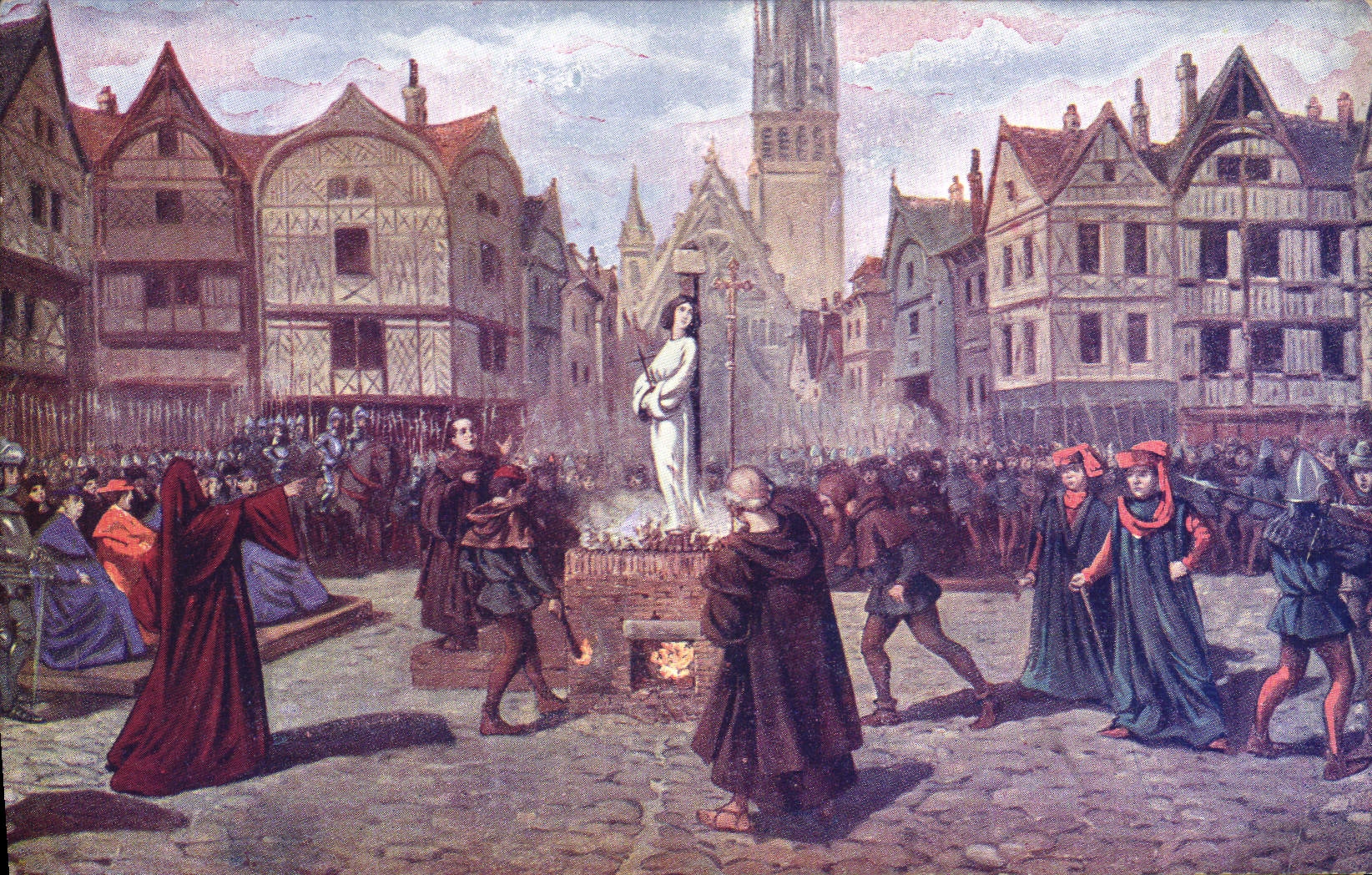 CPA Jeanne d'Arc agee de 19 ans est brulee sur la place du Vieux Marche a Rouen 