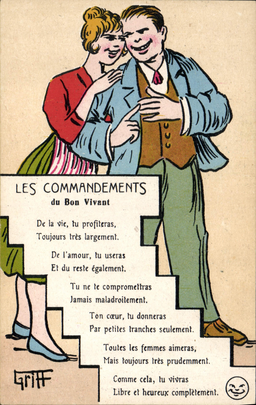 CPA Fantaisie Illustrateur Griff Les commandements du bon vivant 