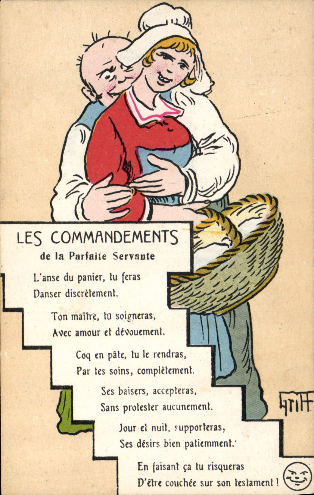 CPA Fantaisie Illustrateur Griff Les commandements de la parfaite servante 