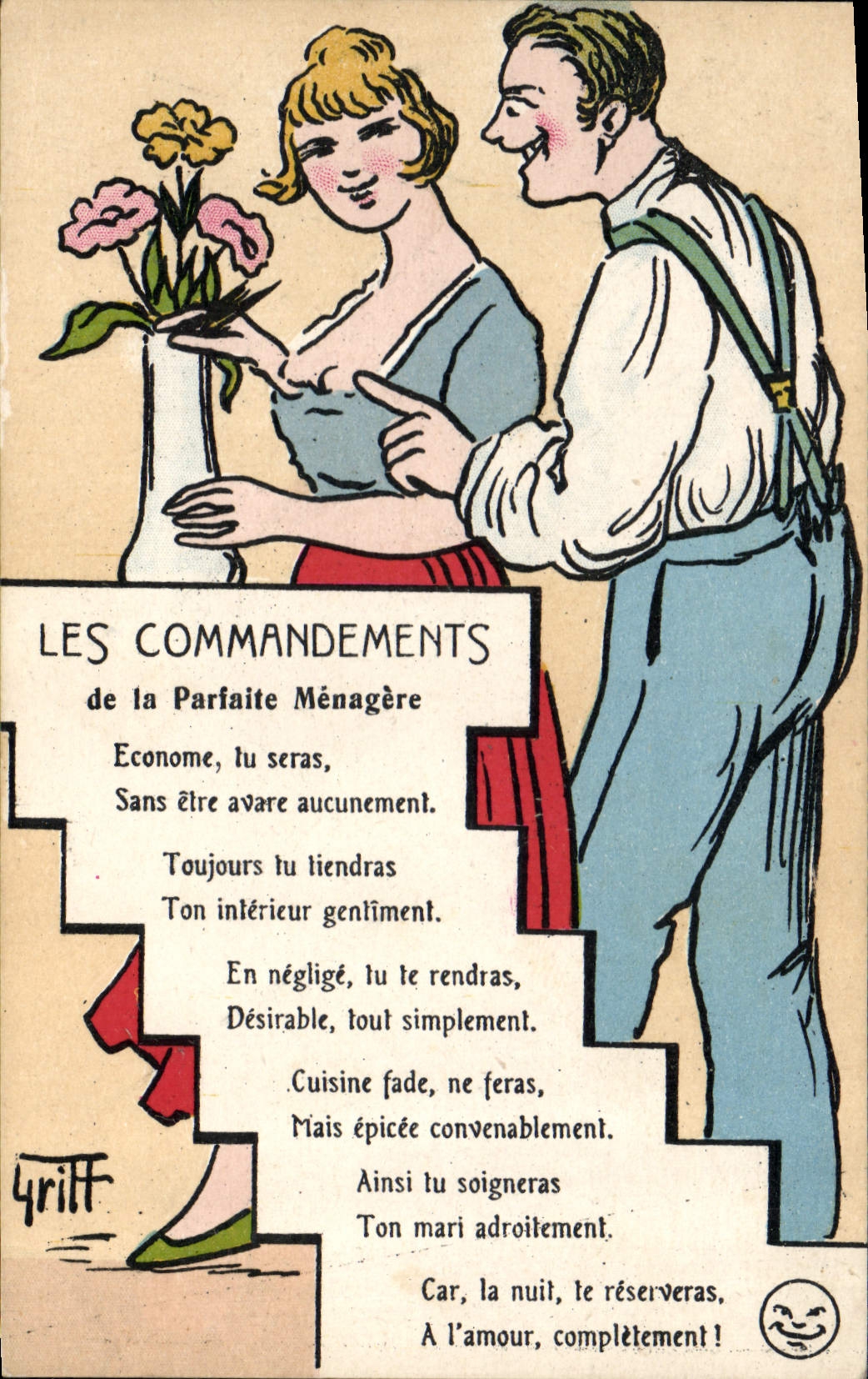 CPA Fantaisie Illustrateur Griff Les commandements de la parfaite menagere 