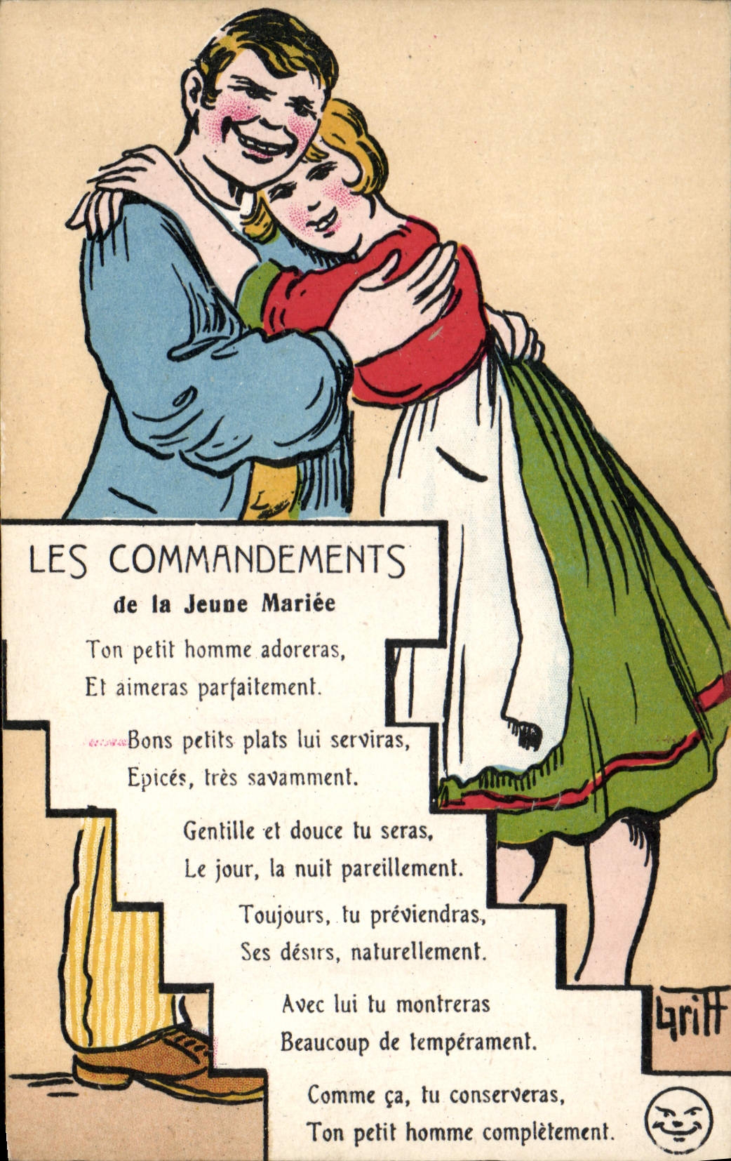 CPA Fantaisie Illustrateur Griff Les commandements de la jeune mariee 