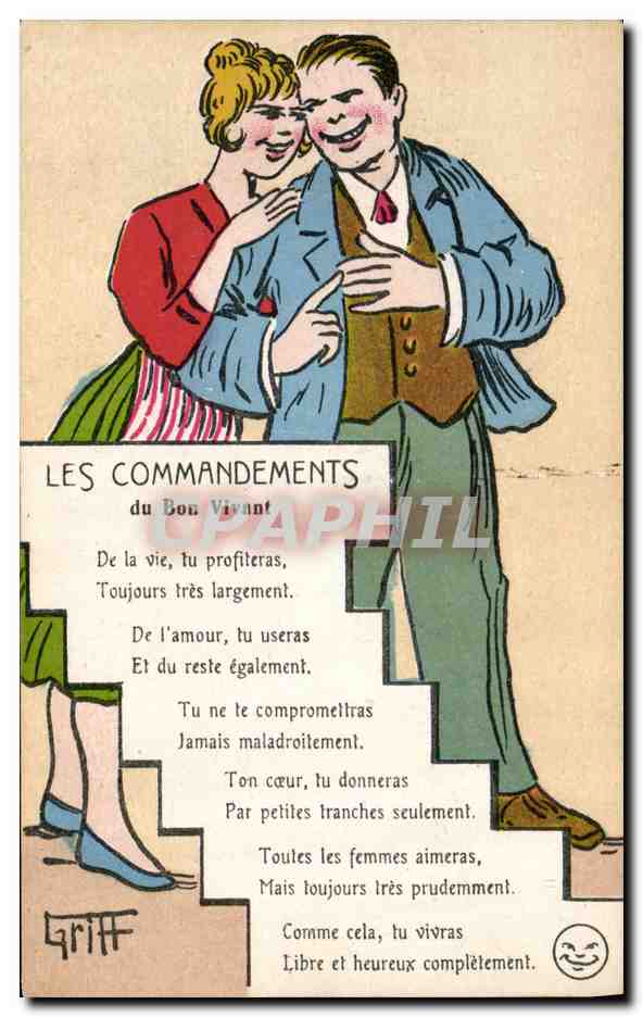 CPA Fantaisie Illustrateur Griff Les commandements du bon vivant 