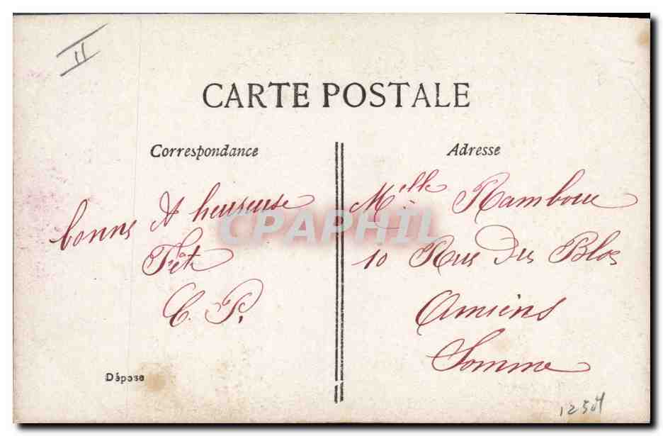 Sainte-Catherine — jeune femme en robe lilas et chapeau orné — éditée par ELD — Verso