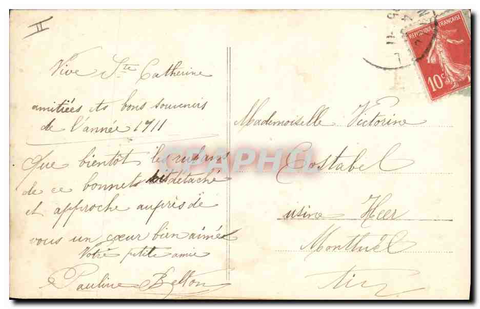 Sainte Catherine — Portrait féminin — Éditeur : F. Lévy, n° 1015 — Verso