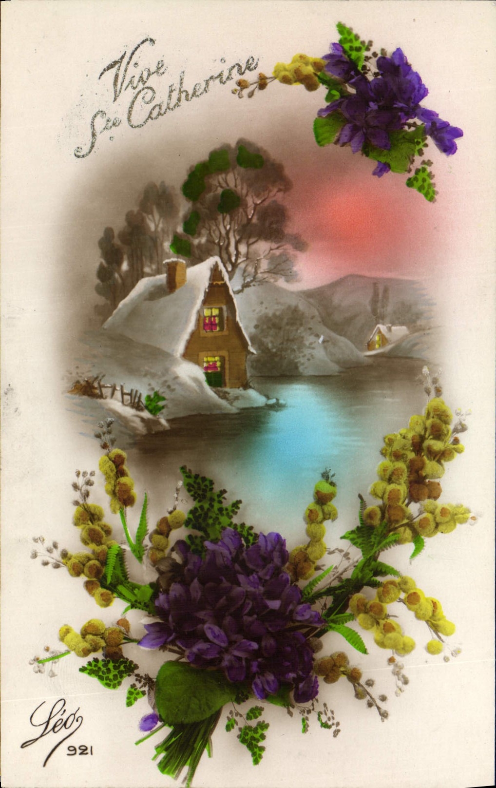 CPA Fantaisie Ste Catherine Fleurs 