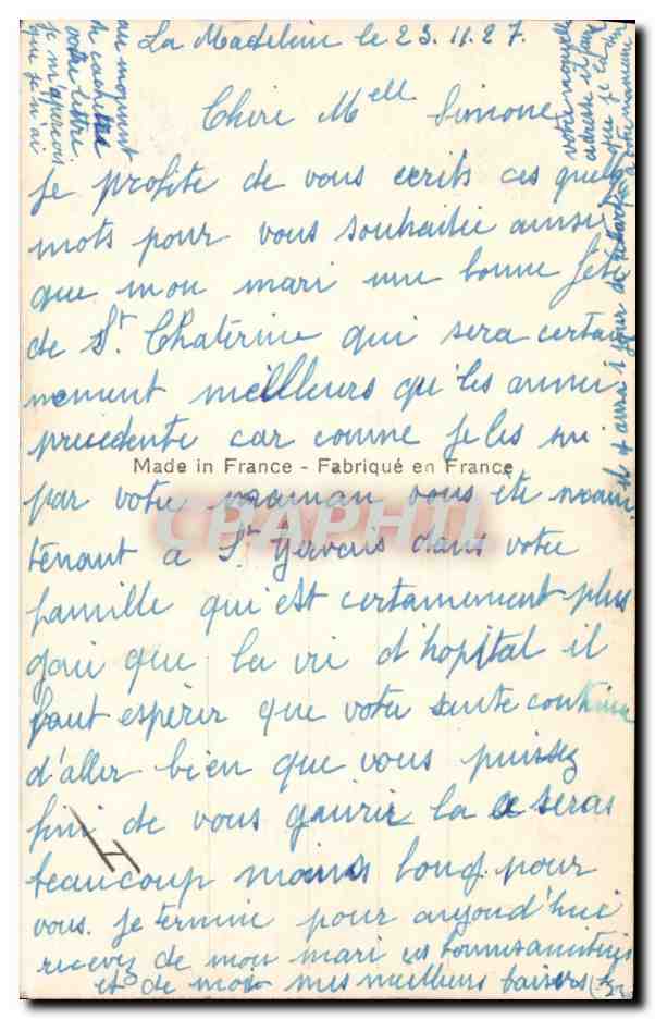CPA Fantaisie Ste Catherine Fleurs  — Verso