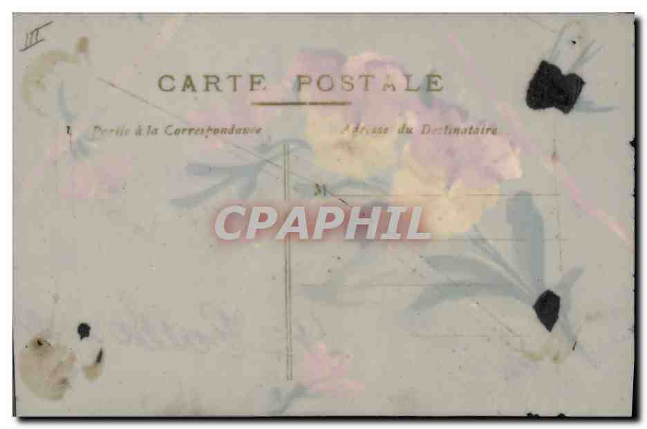 Fleurs et oiseau — 'Vive Catherine' — Carte postale — Back