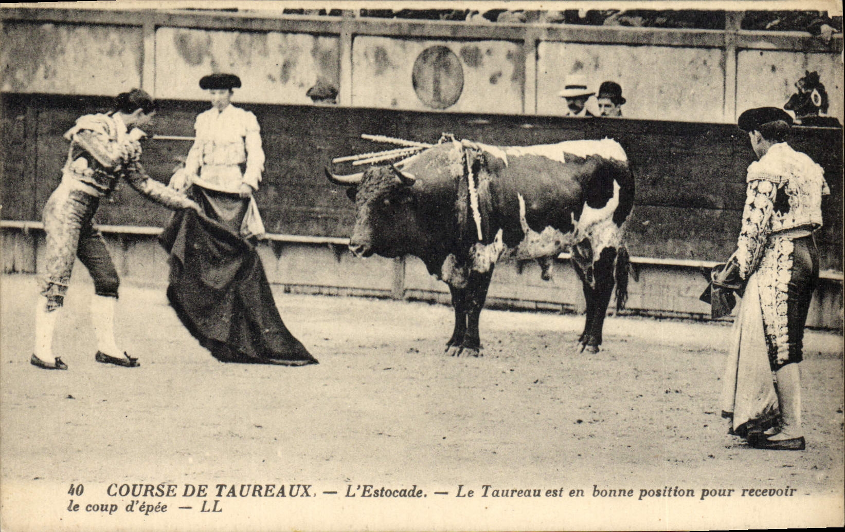 CPA Corrida Course de taureaux L'estocade Le taureau est en bonne position pour recevoir le coup d'epee 