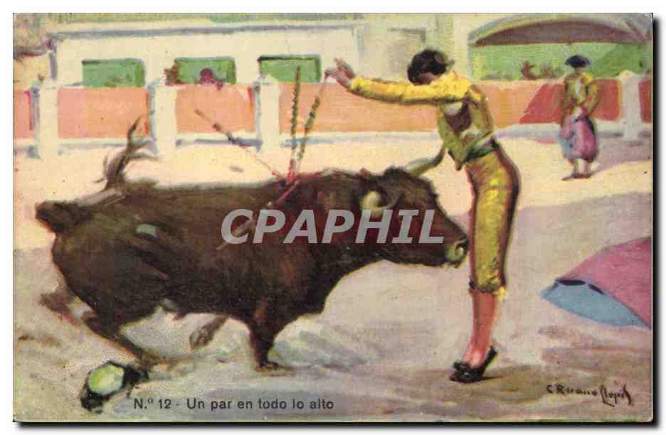 CPA Corrida Course de taureaux Un par en todo lo alto 