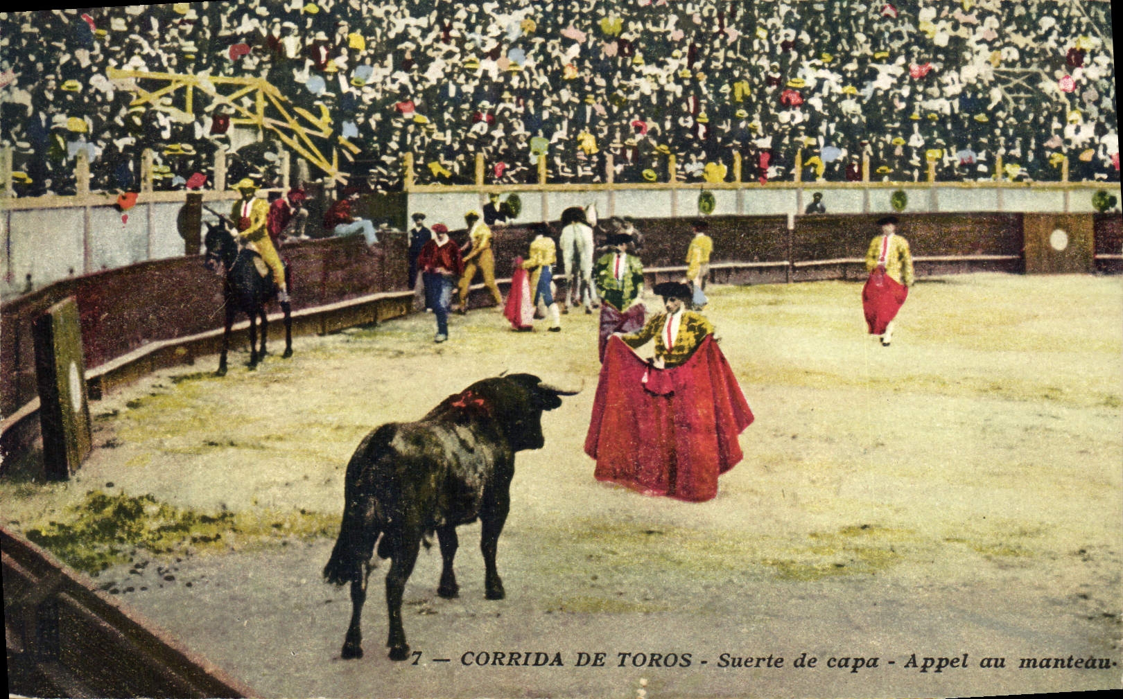 CPA Corrida Course de taureaux Suerte de capa Appel au manteau 