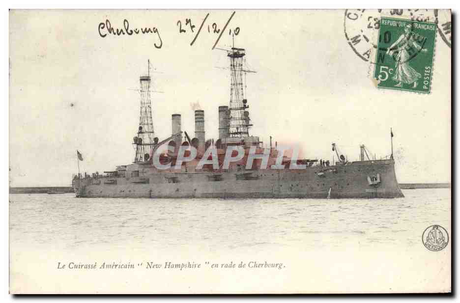 Le Cuirassé Américain 'New Hampshire' en rade de Cherbourg — éditeur non visible